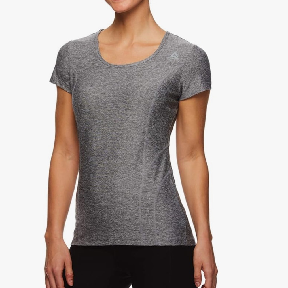 🔥5 for $25 | Reebok | Women's Marled Grey Active Short Sleeve Shirt | XL